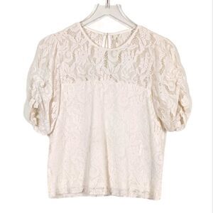 Anthropologie Cream Lace Boho Festival Shirt Women's XS